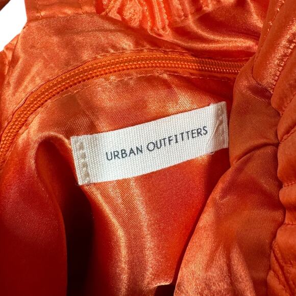 Urban Outfitters Orange Quilted Satin Tote Bag Lightning Bolt Graphic Design - Picture 8 of 9